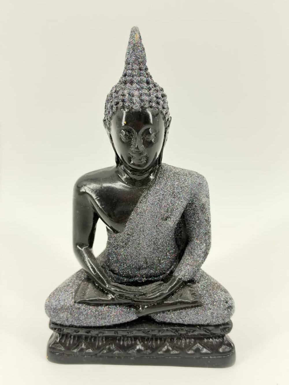 Resin Buddha with Glittered Robe Victory over Mara Posture Statue